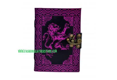 Celtic Lion Shadow Leather Journal Note Book Blank Book Pink With Black Color  Note Book